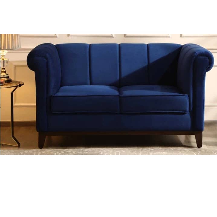 Hugo Two Seater Velvet Sofa In Blue