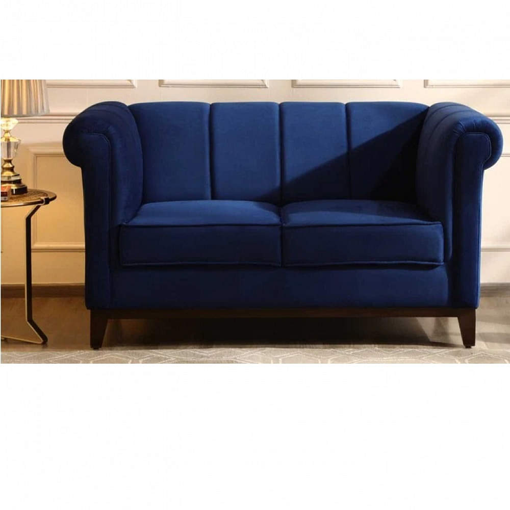 Hugo Two Seater Velvet Sofa In Blue - photo