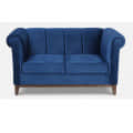 Hugo Two Seater Velvet Sofa In Blue - front_view