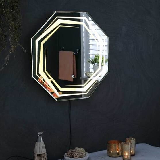 LED Octagon  Wall Mirror in Yellow Colour