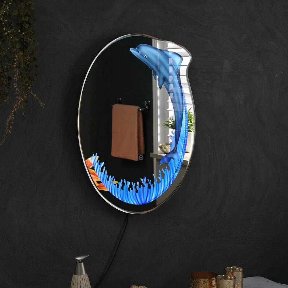 Dolphin LED Mirror In Light Blue Colour - photo