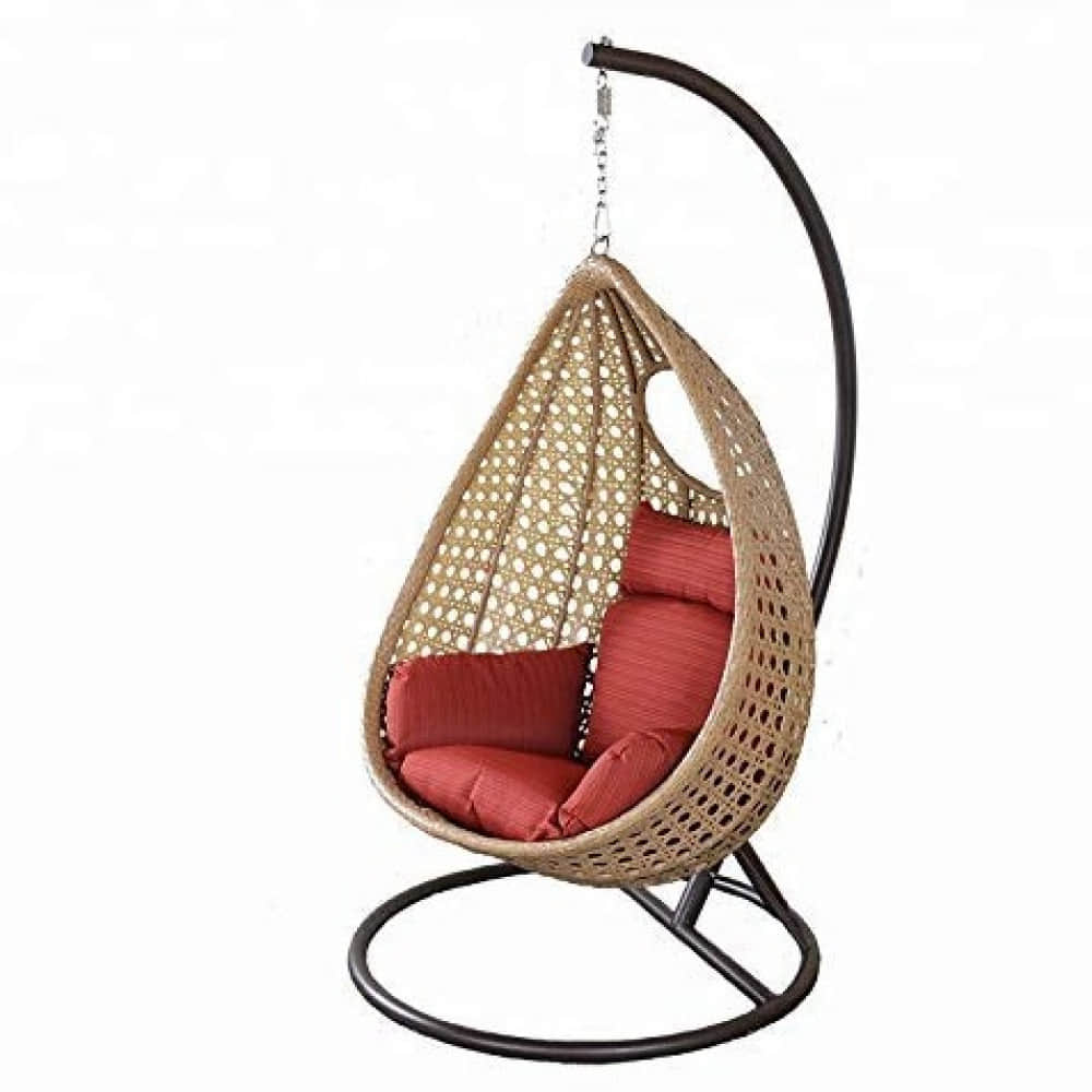 Beige Color Wicker Swing Chair - photo