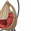 Beige Color Wicker Swing Chair - rear_view