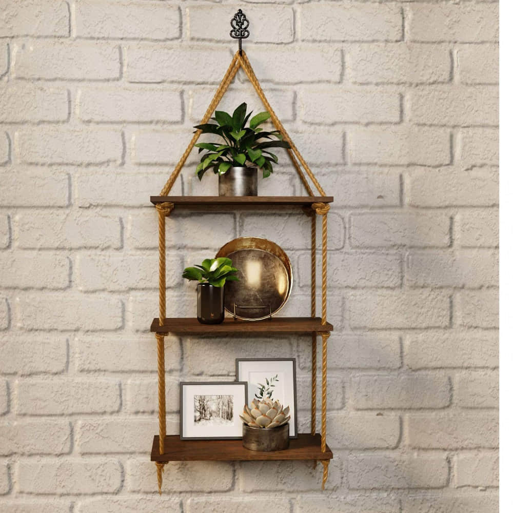 Rustic Wall Decor Swing Shelf (Set of 3 Tier, 15 x 5 Inch) - photo