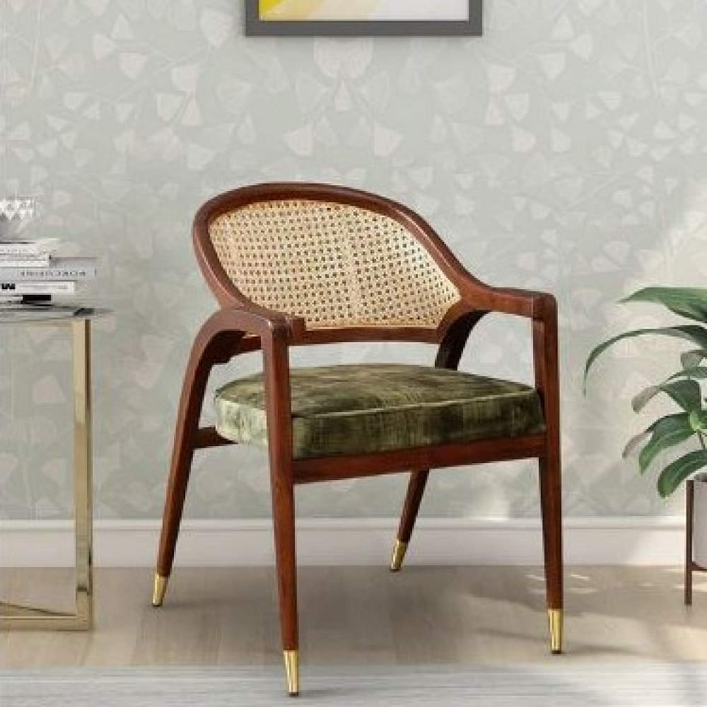 Upholstered Arm Chair In Walnut Finish - photo