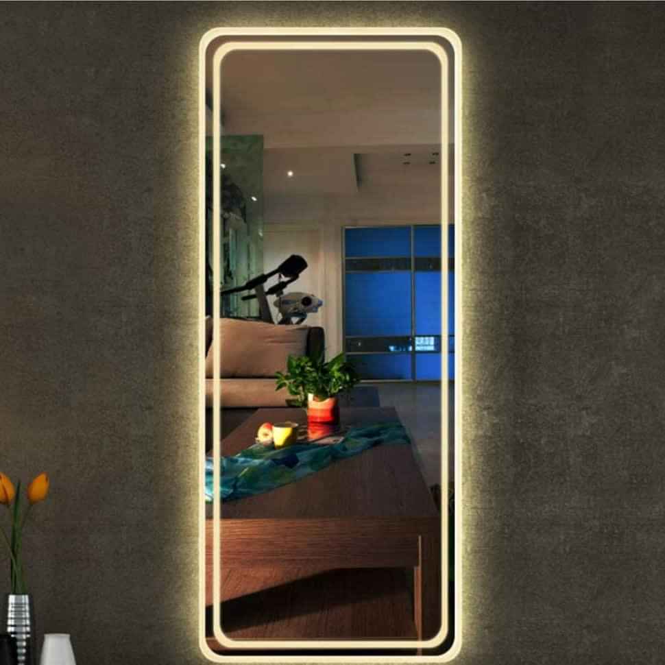 Felicity Modern LED Wall Mount Glass Mirror With Led Lights - photo