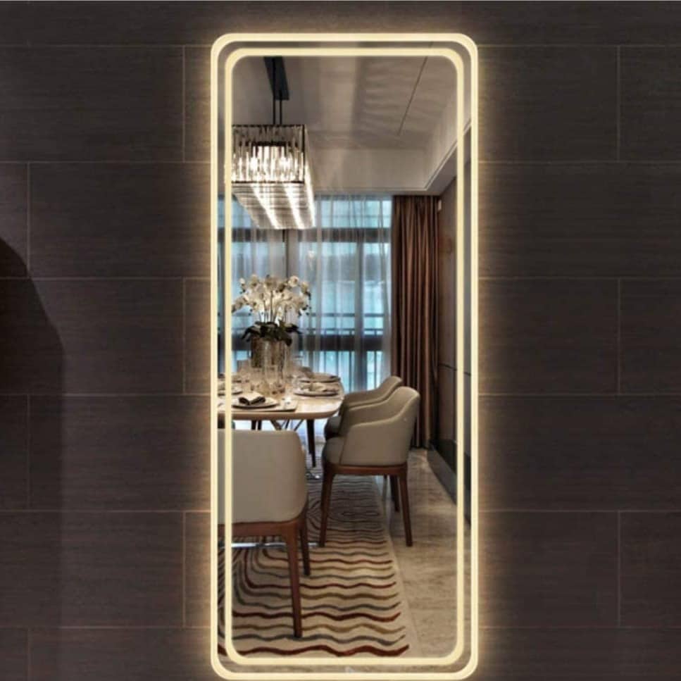 Felicity Modern LED Wall Mount Glass Mirror With Led Lights