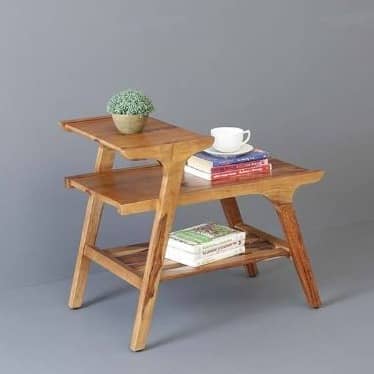 Bruns Solid Wood End Table In Rustic Teak Finish