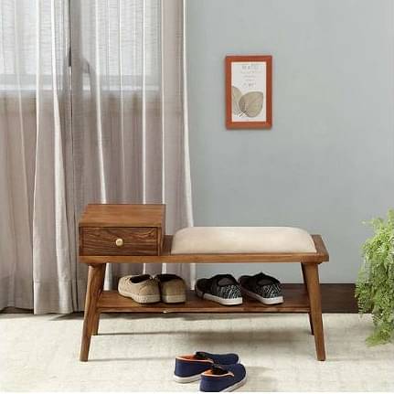 Zena Solid Wood Shoe Rack In Rustic Teak Finish