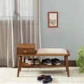 Zena Solid Wood Shoe Rack In Rustic Teak Finish - photo