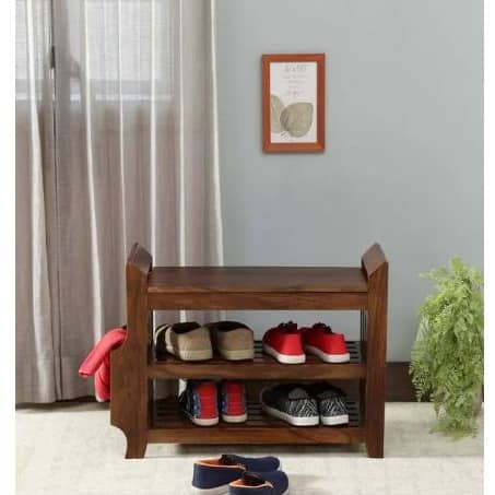 Aral Solid Wood Shoe Rack  In Provincial Teak Finish