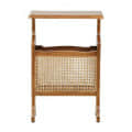Veronika Teak Wood End Table Cum Magazine Holder With Cane In Natural Finish - front_view