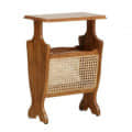 Veronika Teak Wood End Table Cum Magazine Holder With Cane In Natural Finish - rear_view