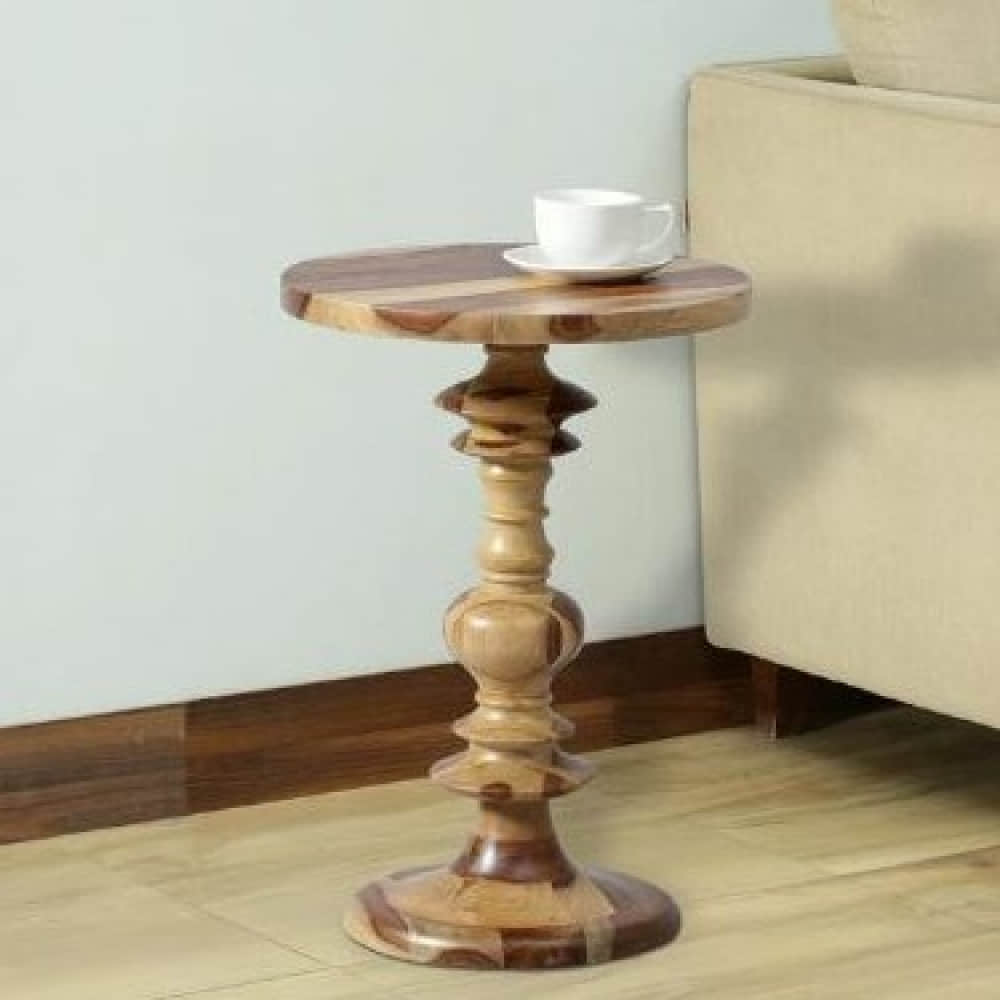Twisty End Table In Walnut Finish - photo