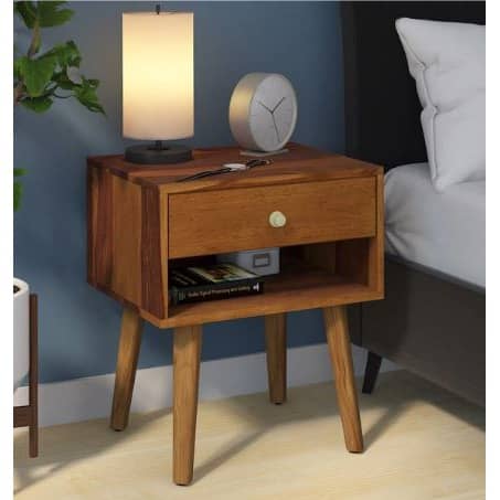Ivey Solid Wood Bedside Table In Rustic Teak Finish