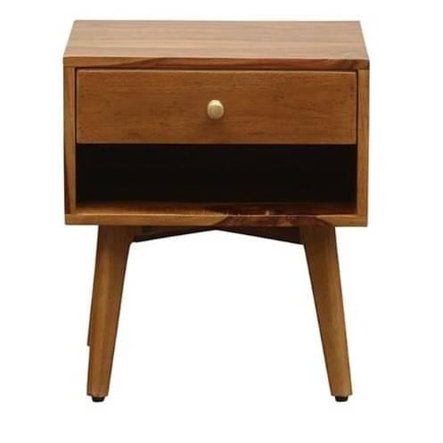 Ivey Solid Wood Bedside Table In Rustic Teak Finish