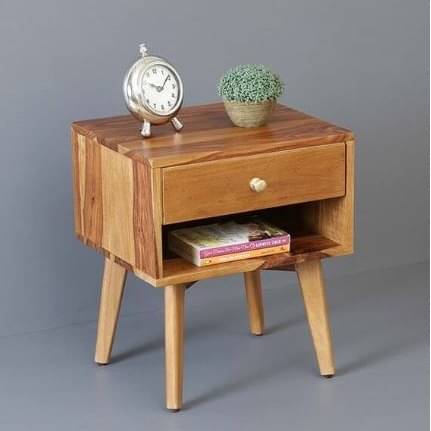 Ivey Solid Wood Bedside Table In Rustic Teak Finish