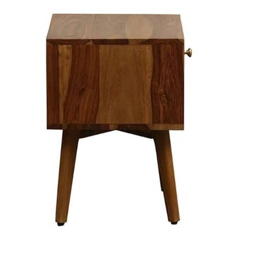 Ivey Solid Wood Bedside Table In Rustic Teak Finish