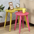 Reiner Solid Wood End Table In Yellow & Pink Finish - photo