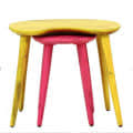 Reiner Solid Wood End Table In Yellow & Pink Finish - front_view