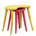 Reiner Solid Wood End Table In Yellow & Pink Finish - rear_view