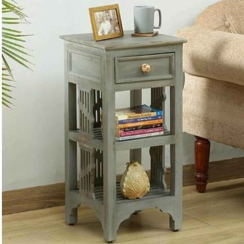 Amory End Table In Rustic Grey Finish - photo
