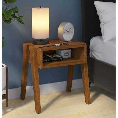 Folan Solid Wood Bedside Table In Rustic Teak Finish