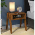 Folan Solid Wood Bedside Table In Rustic Teak Finish - photo