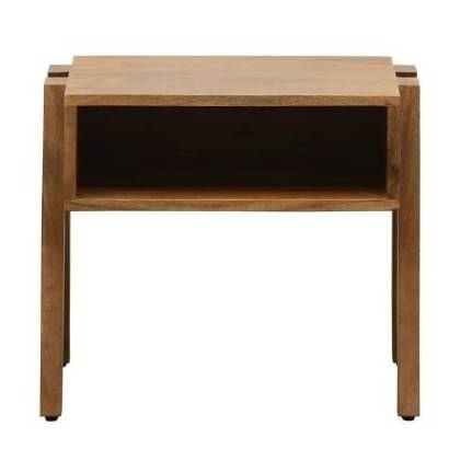Folan Solid Wood Bedside Table In Rustic Teak Finish