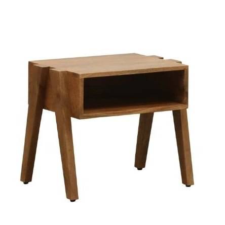 Folan Solid Wood Bedside Table In Rustic Teak Finish
