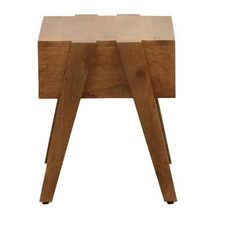 Folan Solid Wood Bedside Table In Rustic Teak Finish