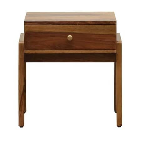 Guion Solid Wood Bedside Table In Rustic Teak Finish