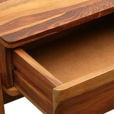 Guion Solid Wood Bedside Table In Rustic Teak Finish
