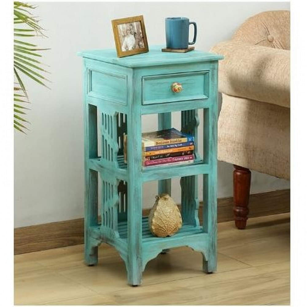 Amory End Table In Rustic Blue Finish - photo