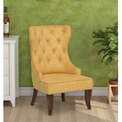 Elice Wing Chair In Yellow Colour