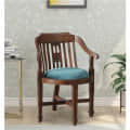 Aakruti Teak Wood Arm Chair In Teal Colour - photo