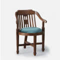 Aakruti Teak Wood Arm Chair In Teal Colour - rear_view