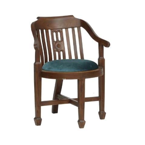 Aakruti Teak Wood Arm Chair In Teal Colour - left_view
