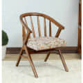 Aadya Teak Wood Upholstered Armchair In Natural Finish - photo
