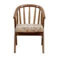Aadya Teak Wood Upholstered Armchair In Natural Finish - front_view