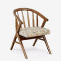 Aadya Teak Wood Upholstered Armchair In Natural Finish - rear_view