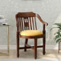 Aakruti Teak Wood Arm Chair In Yellow Colour - photo