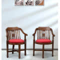 Aakruti Teak Wood Arm Chair (Set Of 2) In Red Colour - photo