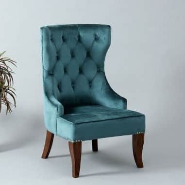 Elice Wing Chair In Solid Colour - rear_view