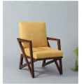 Silago Solid Wood Upholstered Arm Chair In Yellow Colour - photo