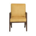 Silago Solid Wood Upholstered Arm Chair In Yellow Colour - front_view