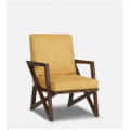 Silago Solid Wood Upholstered Arm Chair In Yellow Colour - rear_view