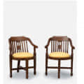 Teak Wood Arm Chair (Set Of 2) In Yellow Color - rear_view