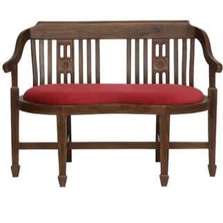 Aakruti Teak Wood 2 Seater Sofa In Red Colour - front_view