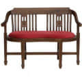 Aakruti Teak Wood 2 Seater Sofa In Red Colour - front_view